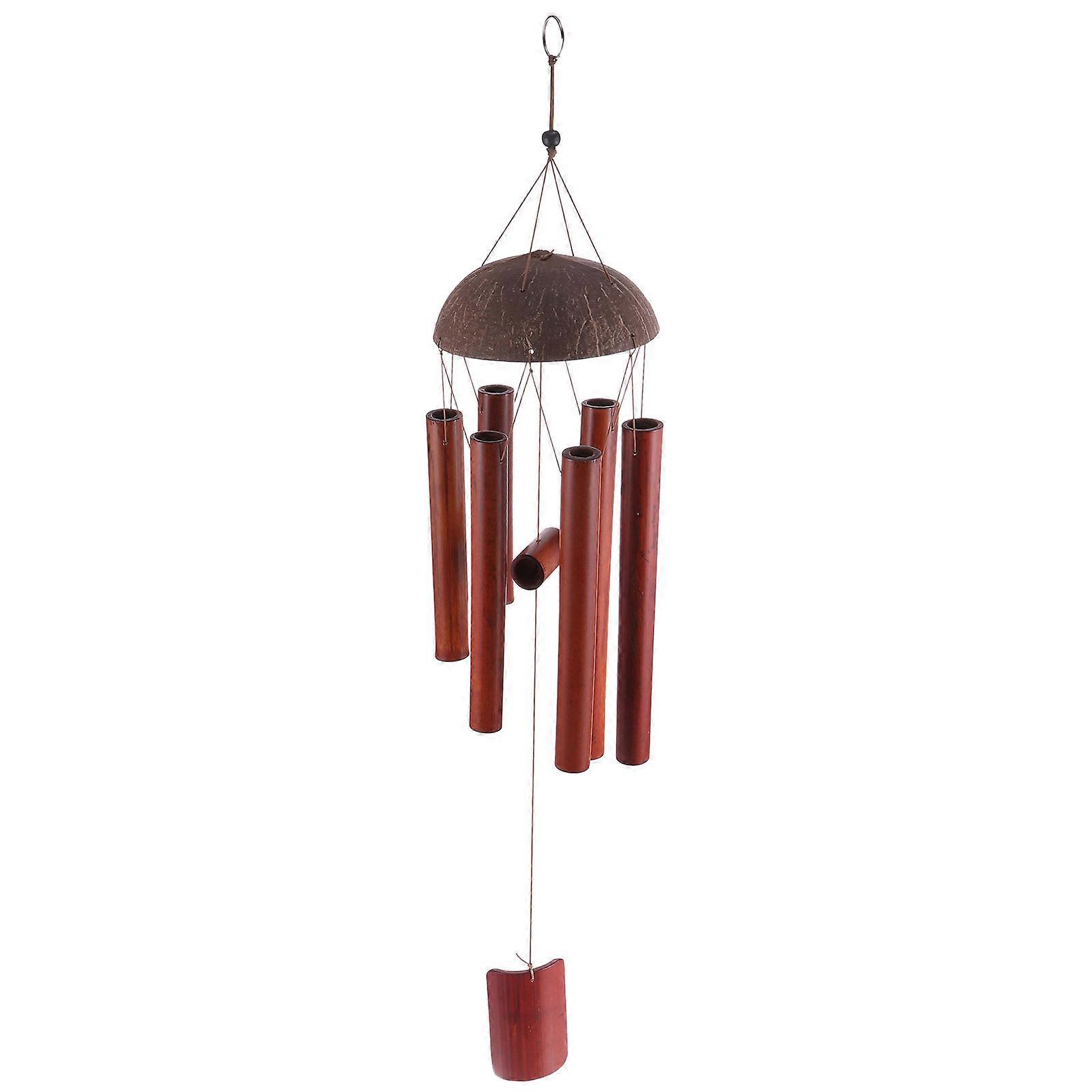Bamboo Wind Chimes Chic Coconut Shell Tubes Hanging Decor For Home Indoor Use 1Pcs