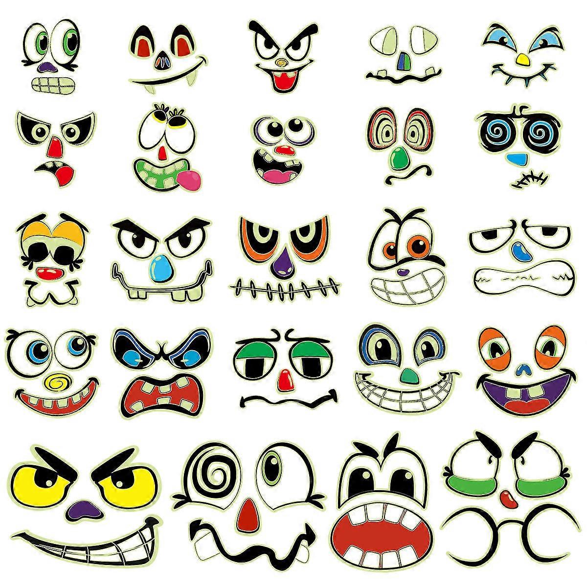 Glow In The Dark Luminous Expression Stickers Halloween Party Banquet 26 X 35 X 0.2 Cm Pumpkin Shape 3 Sheets