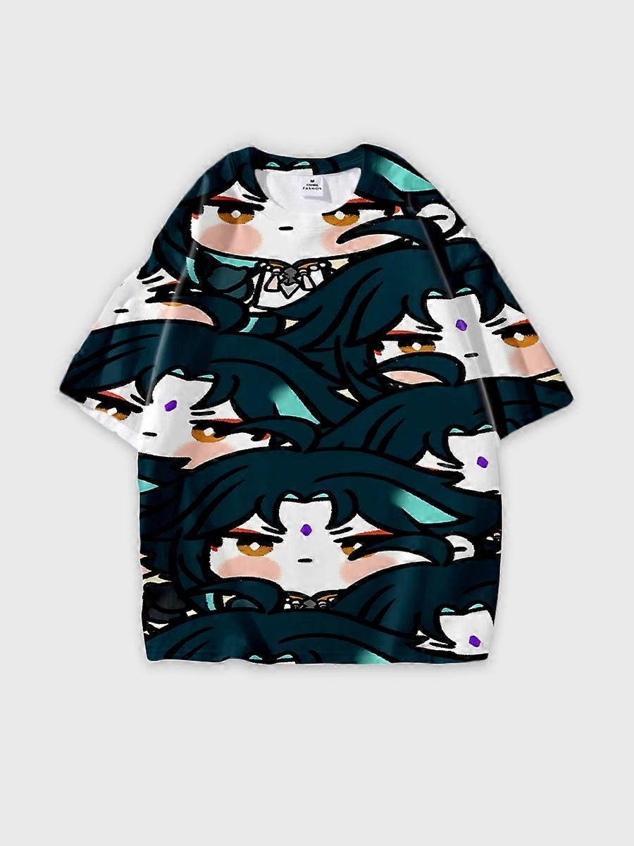 T-shirt round neck Role Pattern loose short sleeve D300