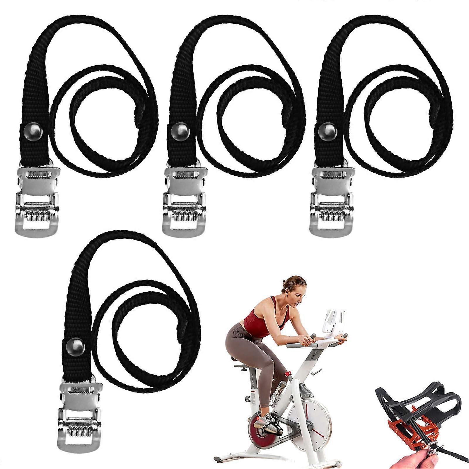 Spin Bike Pedal Straps, 4 Pack Nylon Adjustable NonSlip Straps for Bikes
