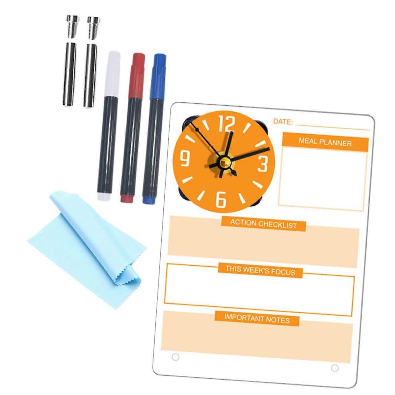 Planboard Clock Dry Erase Board for Desk Whiteboard Acrylic Assorted Colours