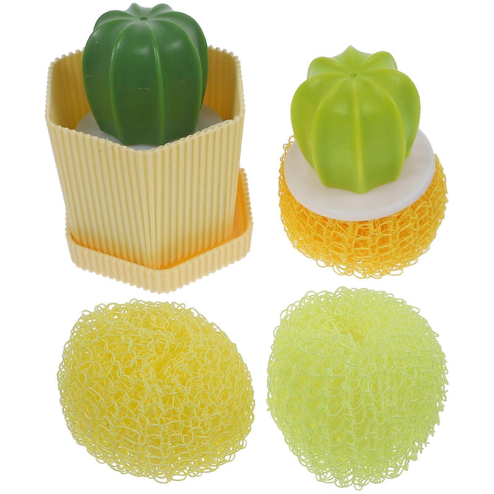 Cactus Shaped Kitchen Cleaning Brush with Sturdy Plastic Handle for Effective Cookware Cleaning Assorted Color