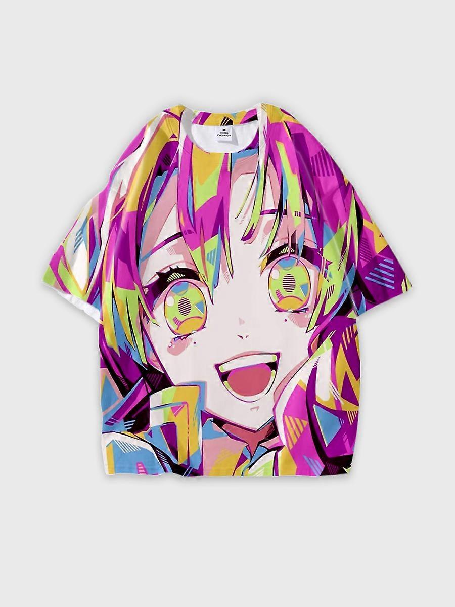 T-shirt round neck Character Pattern loose short sleeve P1314