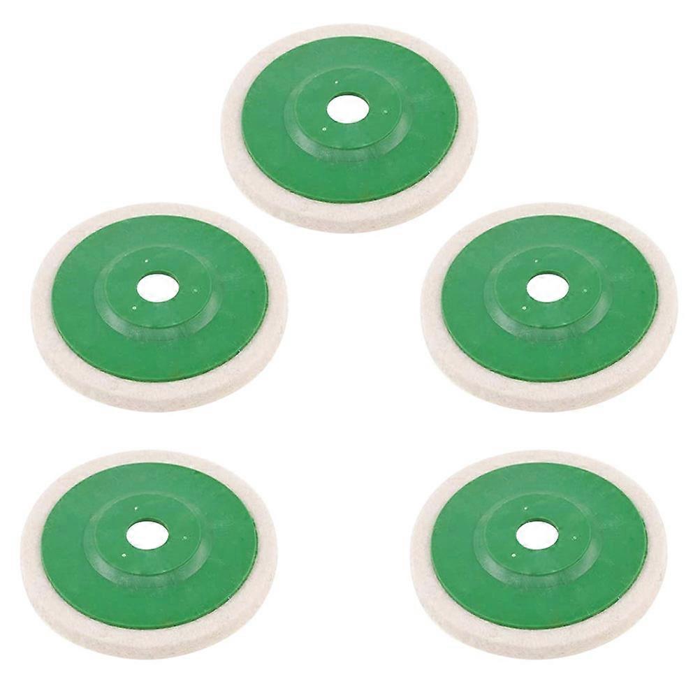 Felt Polishing Disc 5Pcs Perfect For Home Appliance Restoration 10.00X10.00X0.90Cm Green Crafted From Wool Material