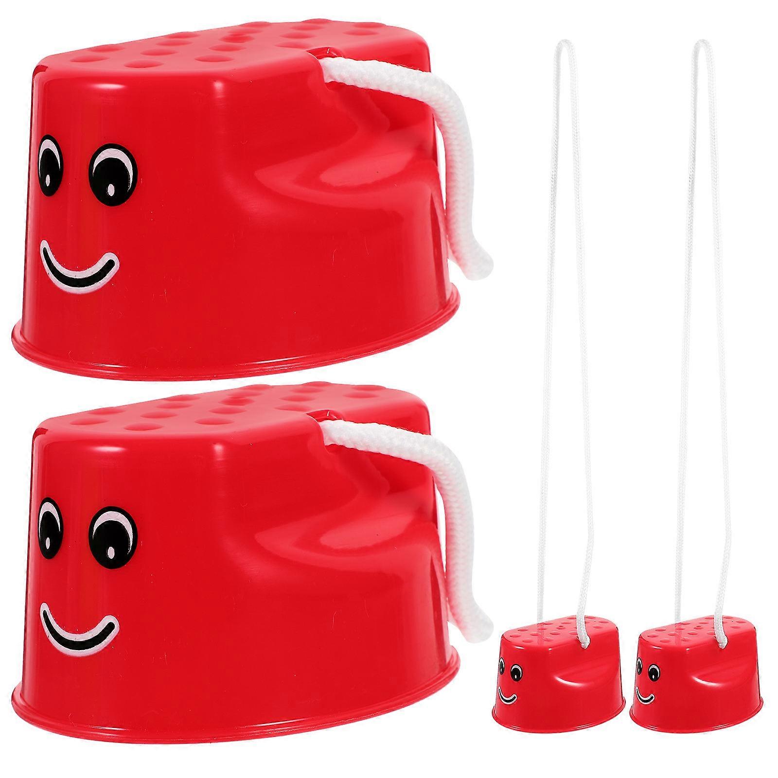 4pcs Red Stepper Stilts for Balance Training – Enhance Coordination, Concentration and Social Skills for Outdoor Play