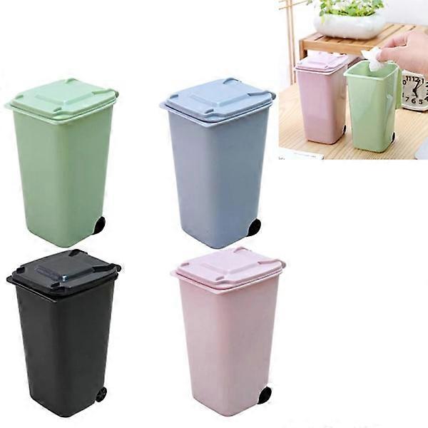 Mini Desktop Kunststoff Mülleimer mit Deckel mehrfarbig 4 Stück