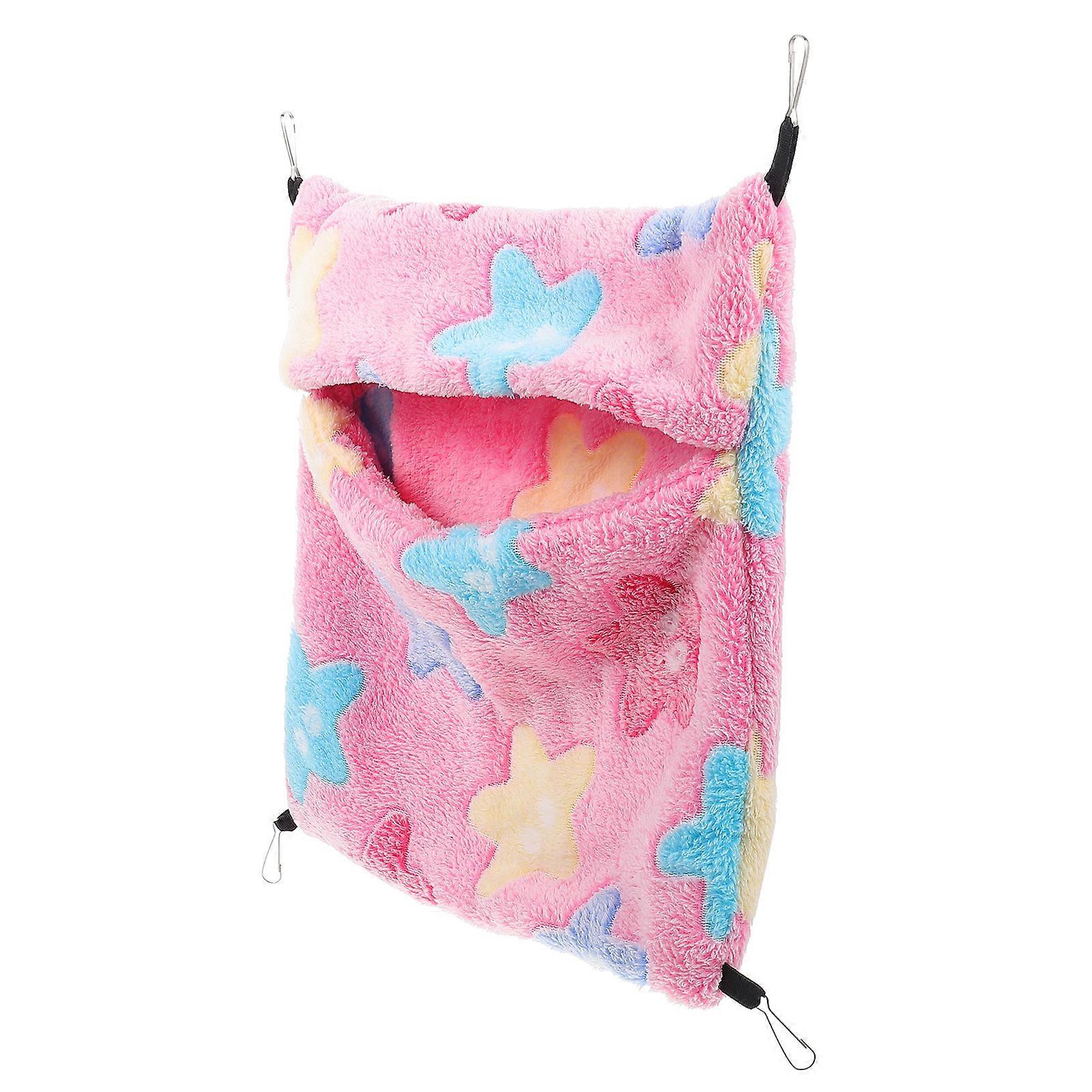 Hamster Hammock Pink PP Cotton Hanging Bed for Pet Use Soft Breathable Nest 12.5 x 12.5 Inches