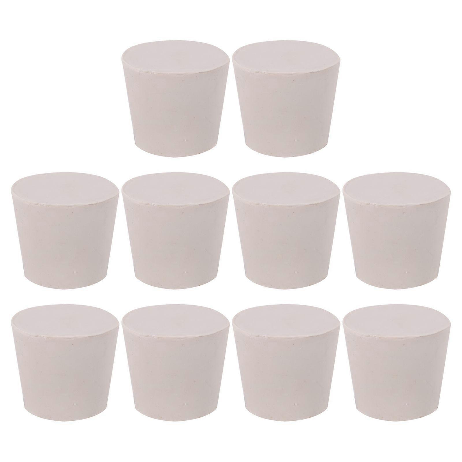 10Pcs Rubber Test Tube Stopper Tapered 3.5X3.5CM White For Laboratory Applications Essential For Scientists