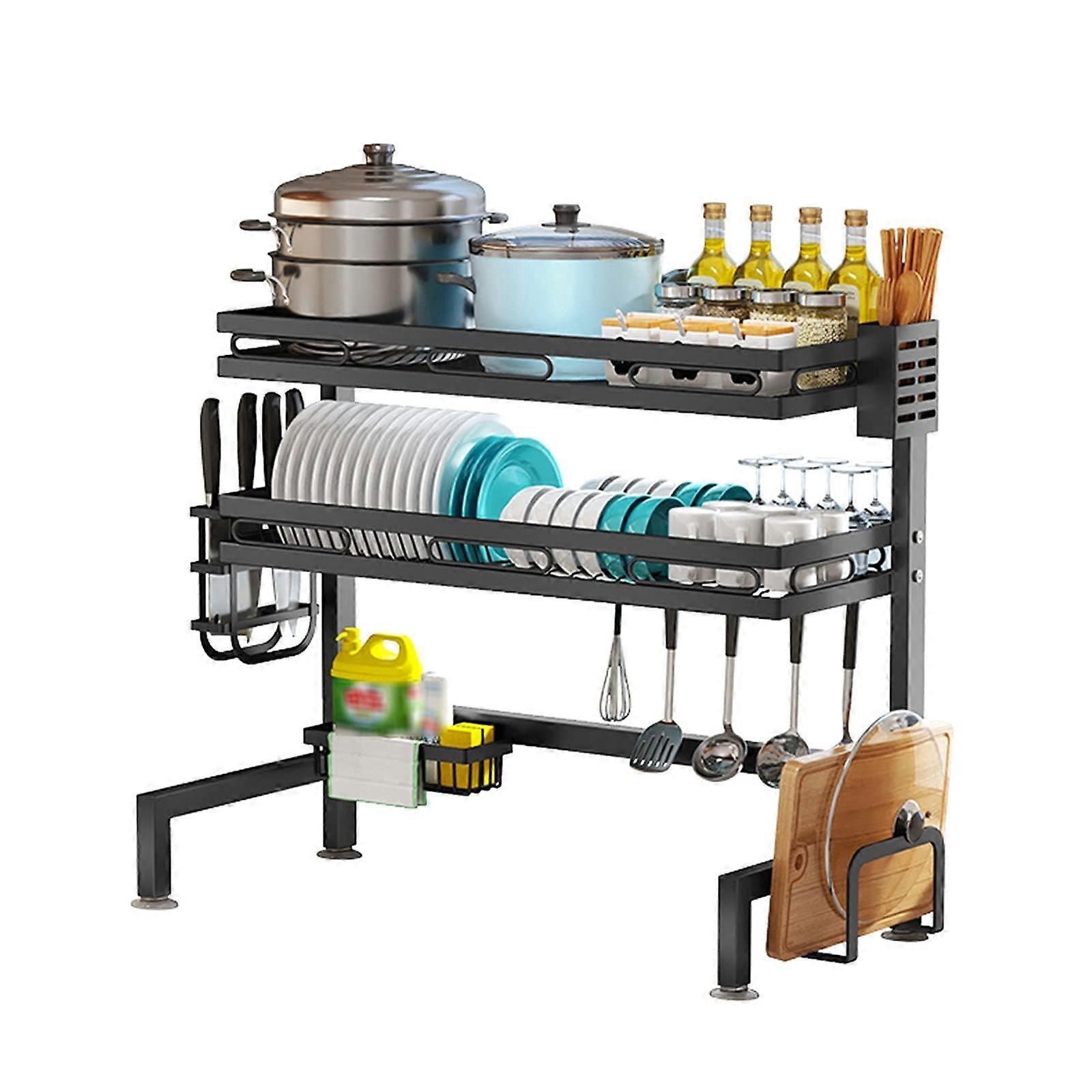 2-Tier Kitchen Sink Rack, Multifunctional Dish Drying Rack, 82*65*28CM, Space-Saving Dish Rack for Sink
