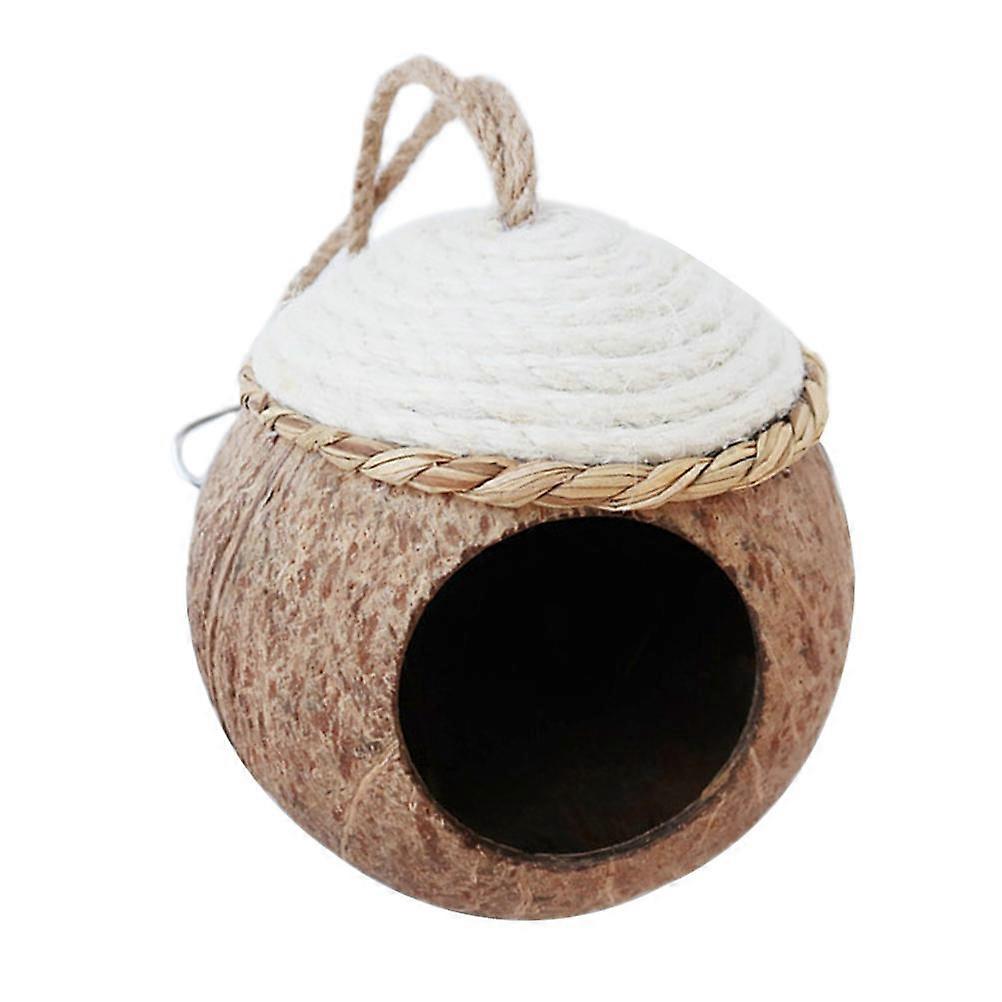 Pink Small Pet Nest with Coconut Shell Design for Birds Guinea Pigs Hamsters Made of Synthetic
