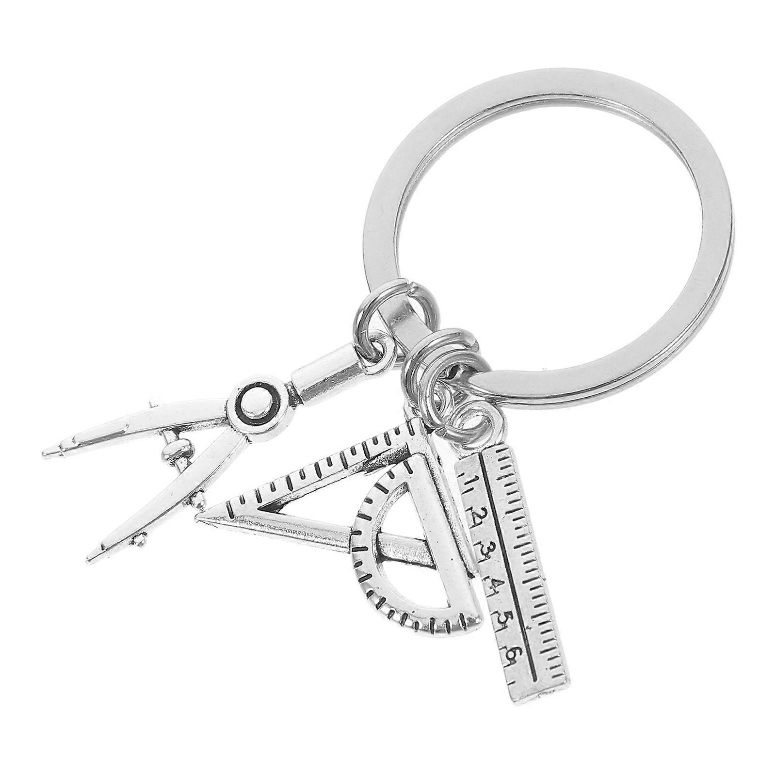 Creative Keychain Mechanical Engineer Architects Daily Use Silver Zinc Alloy 1Set