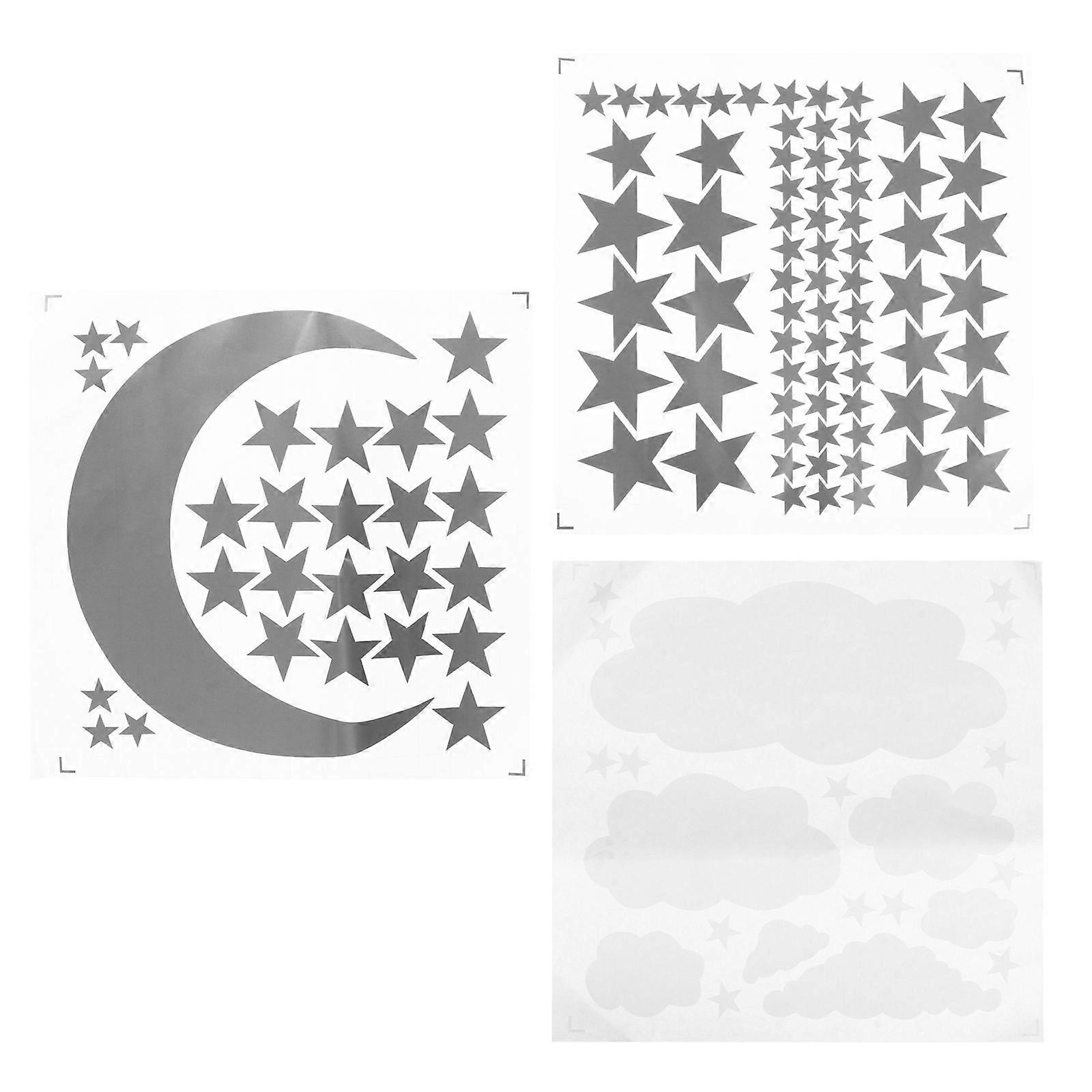 Moon Wall Sticker For Playroom And Nursery 28x28cm Silver Color Clear Design 3 Sheets Per Set