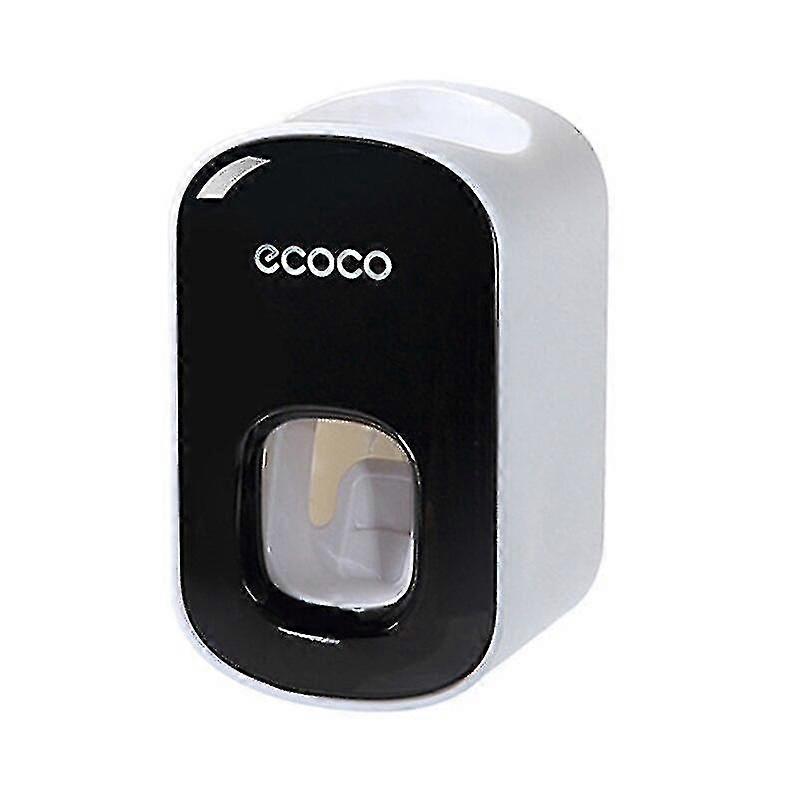 Automatic Toothpaste Dispenser Toothbrush Holder Wall Mounted Bathroom Organizer, Black