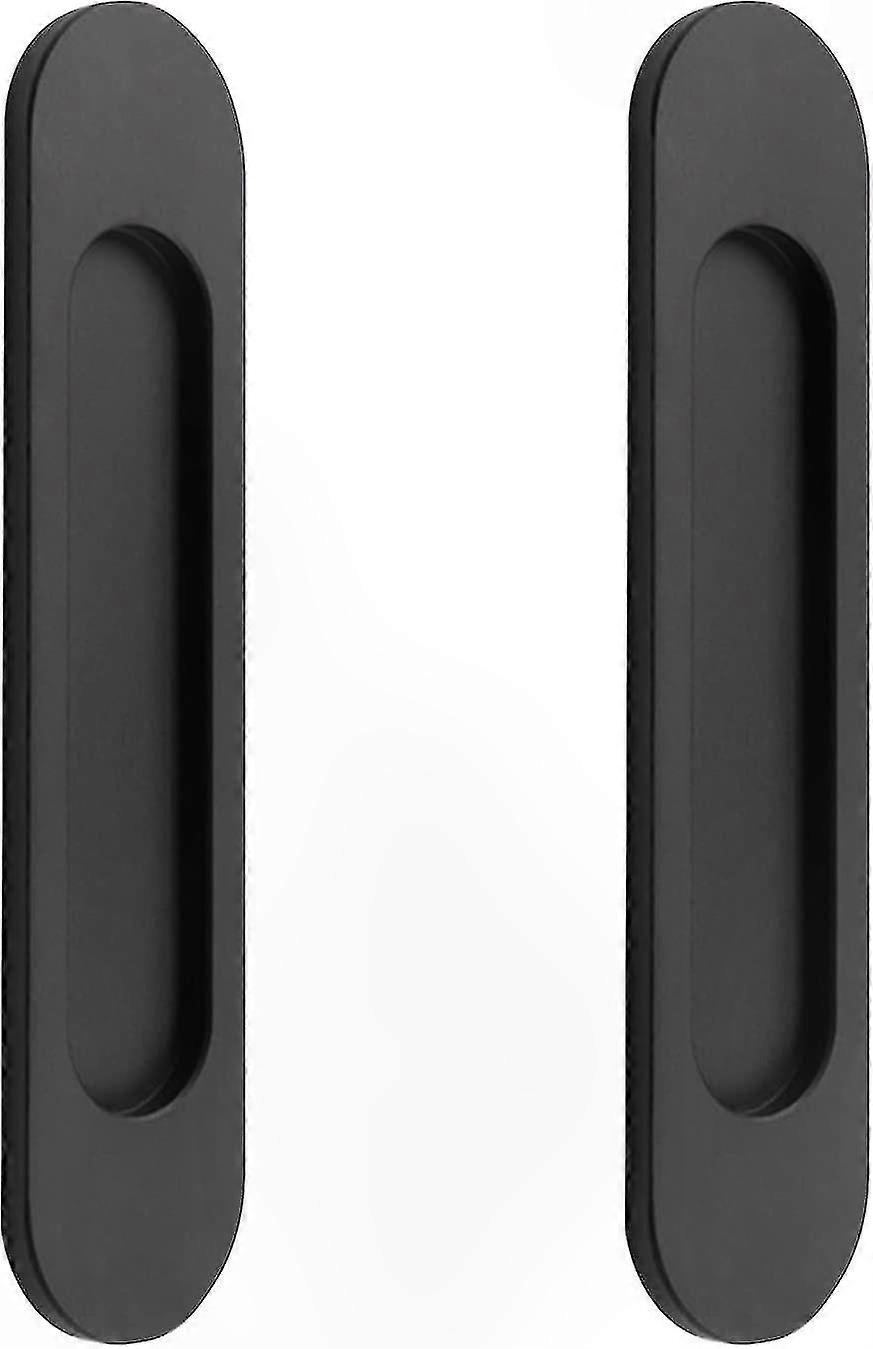 مقابض أبواب منزلقة من سبائك الألومنيوم السوداء غير اللامعة ، تسحب بيضاوية ذاتية اللصق لأبواب الحظيرة والنوافذ والخزائن