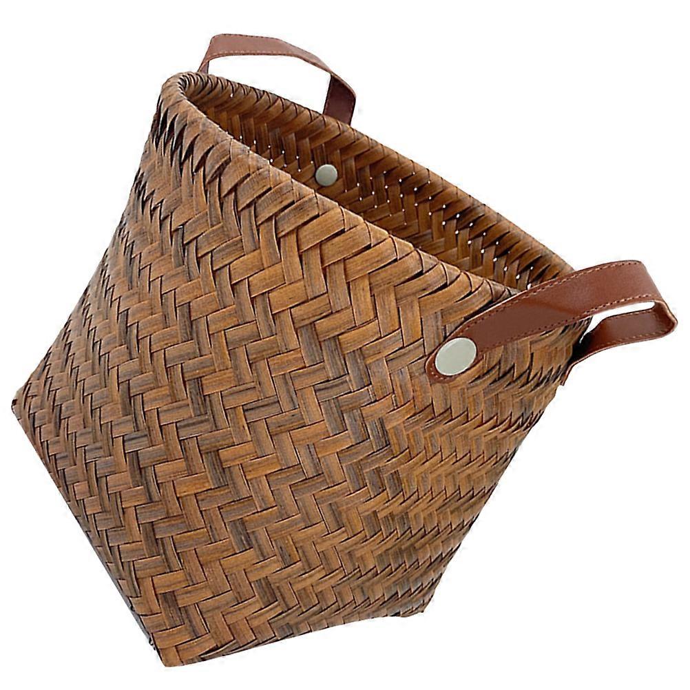 Durable Woven Storage Basket with Handles, Imitation Rattan Organizer for Home Closet, Desktop Bin for Books and Accessories, Stylish and Versatile
