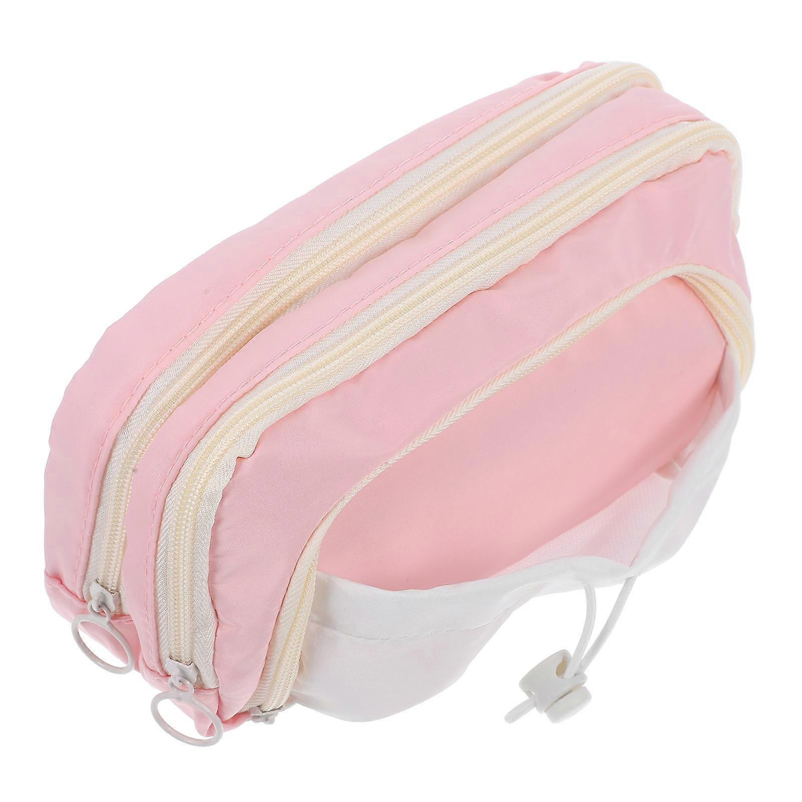 Pink Canvas Pencil Case with Zipper for Storage Use Large Capacity Lightweight and 7.8 Inches