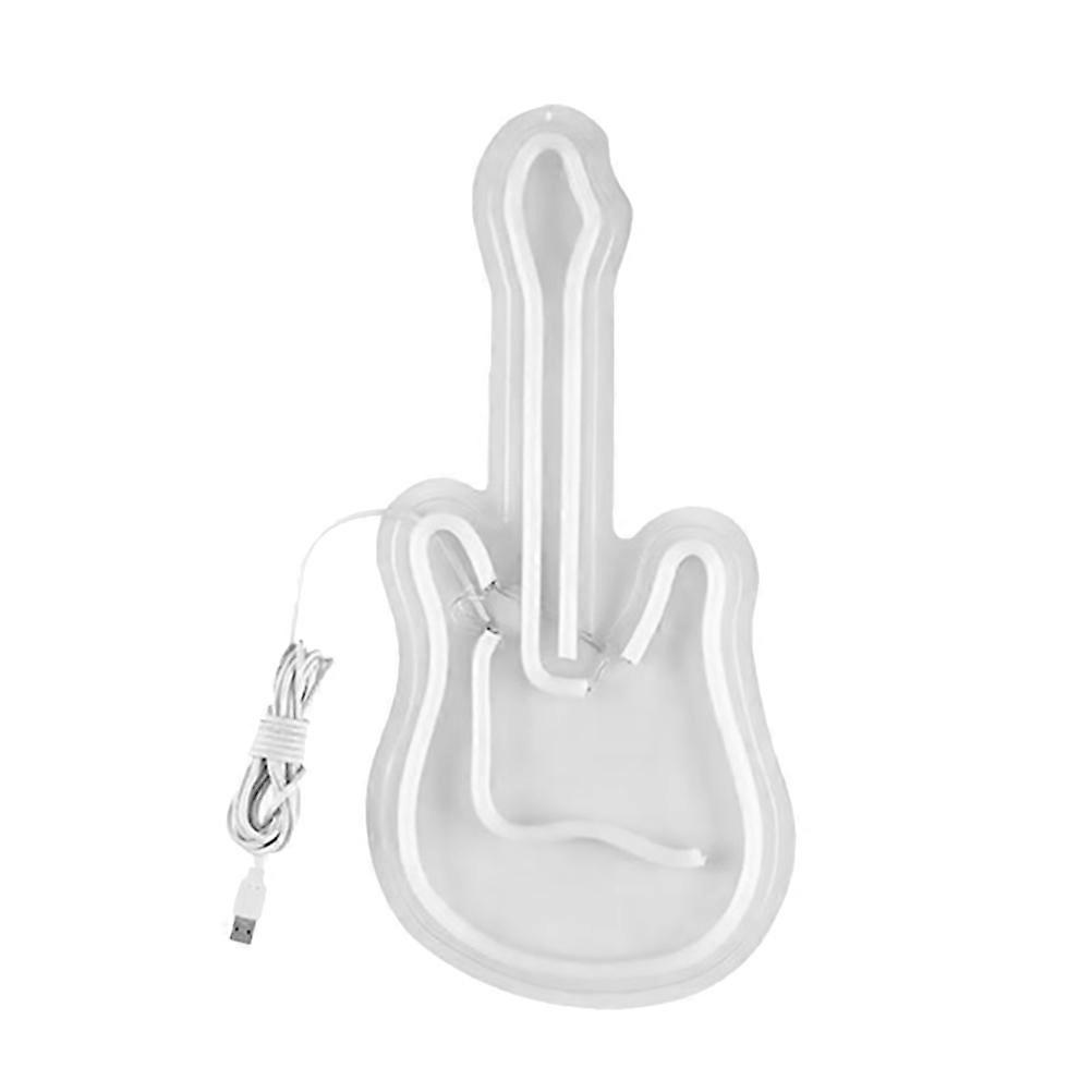 Guitar Shape Neon Light Sign Made of AS and PVC Material Red Color for Decoration Use 7.8 Inches