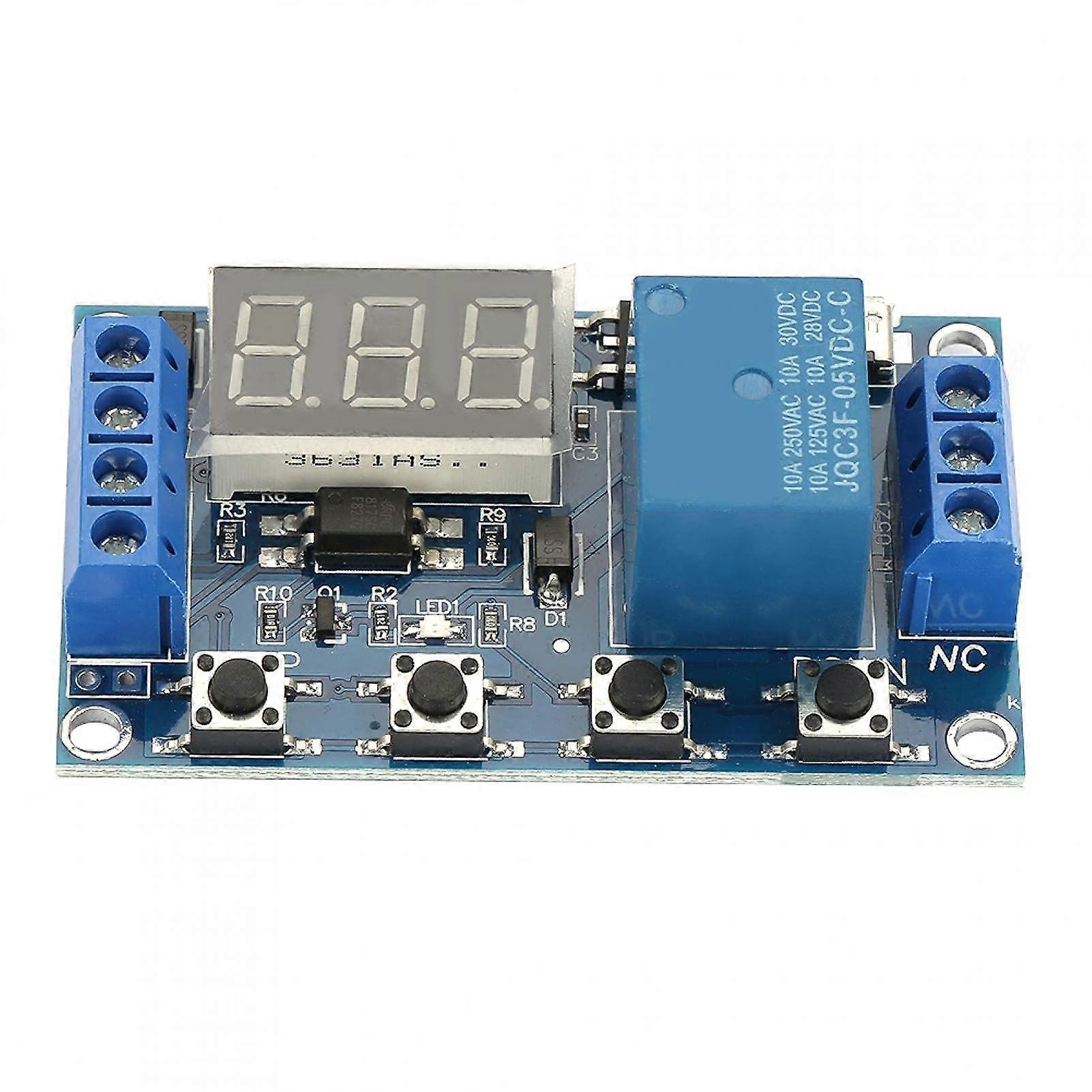 Time Relay Module DC 5-30V Adjustable Delay Timer Switch with LED Display, On/Off Trigger Cycle Timer Module