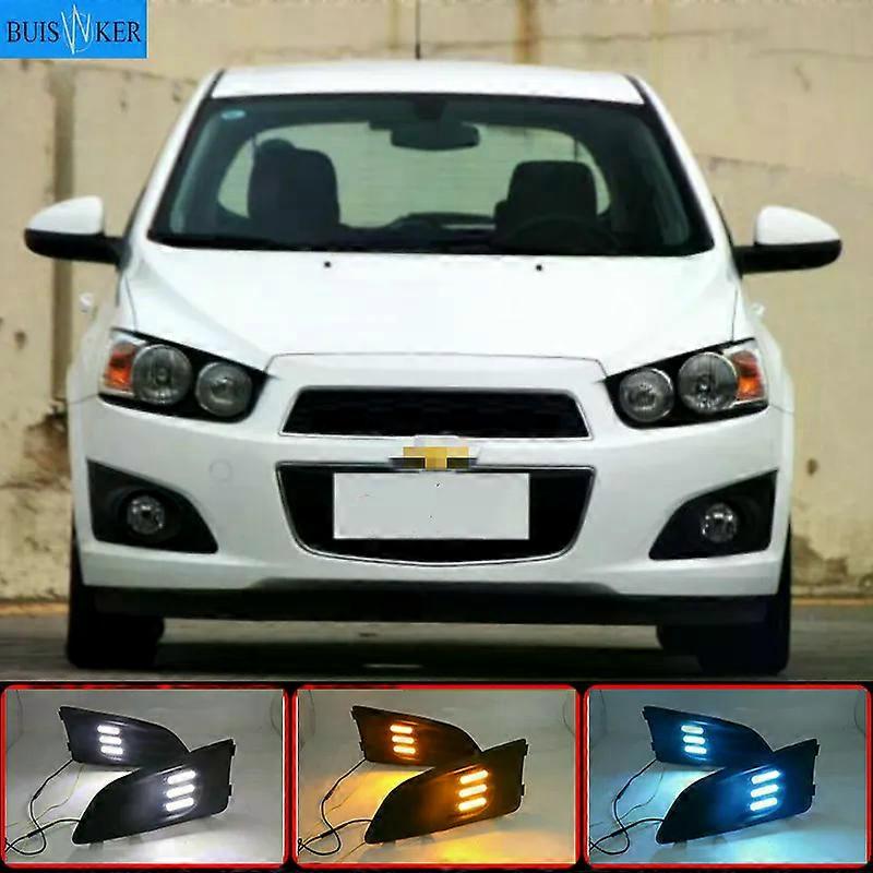 Applicable 1 Set For Chevrolet Chevy AVEO Sonic 2011 2012 2013 Car LED DRL Light Daytime Running Light Daylight With Turn Signal Lamp
