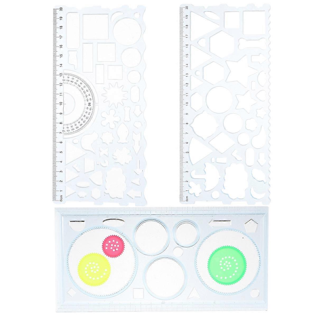 3pcs Creative Geometric Drawing Templates for Students Easy to Use Stationery Gift for & Interactive Learning (Random Color)