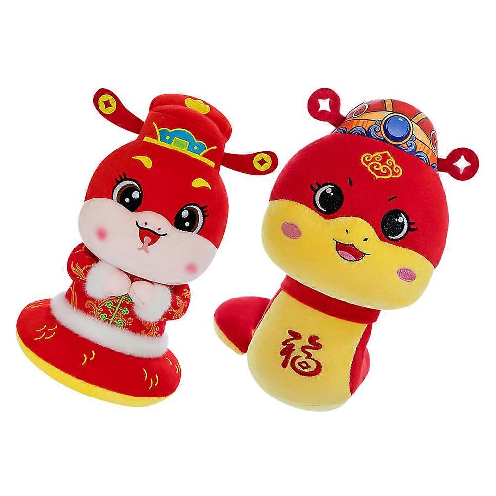 2pcs Snake Plush Zodiac Mascot Dolls Adorable Bedtime Decoration for Chinese New Year, Craftsmanship, Interactive Play