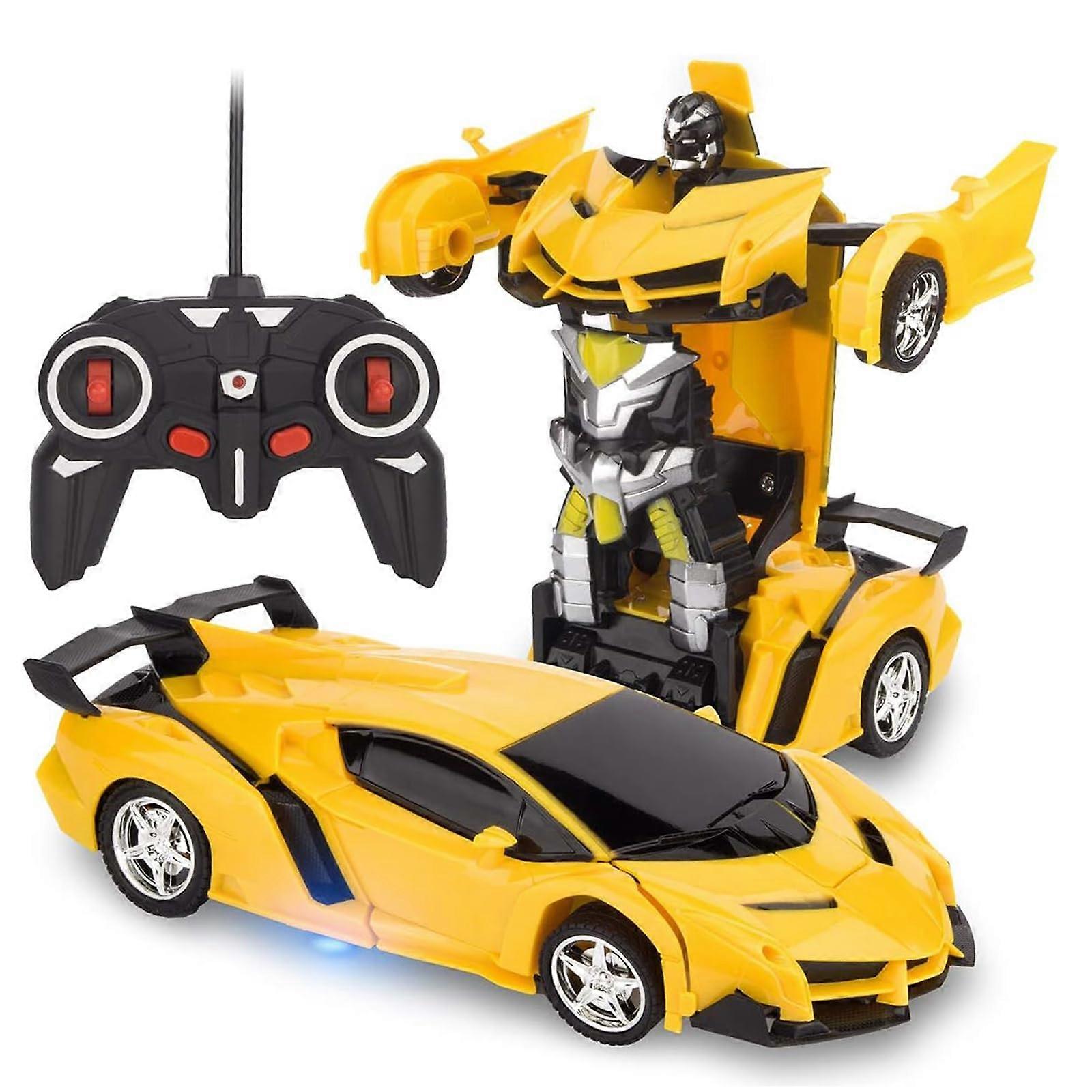 RC Car 360 Degree Rotating Transformation Toy 1:18 Scale Remote Control Vehicle with Light Sound Effects and Robot Button