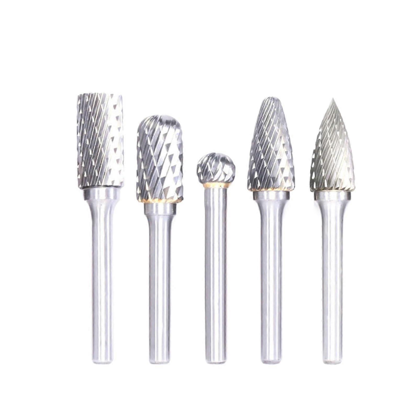 Tungsten Carbide Milling Bits Set 1/4 Inch 6 mm Shank Carving Bit Double Cutter Rotary File for Metal Wood Stone Plastic 6x12mm