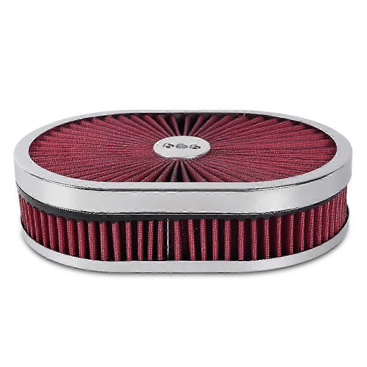 Car Oval Air Cleaner Filter for 5-1/8Inch Interface Neck Red