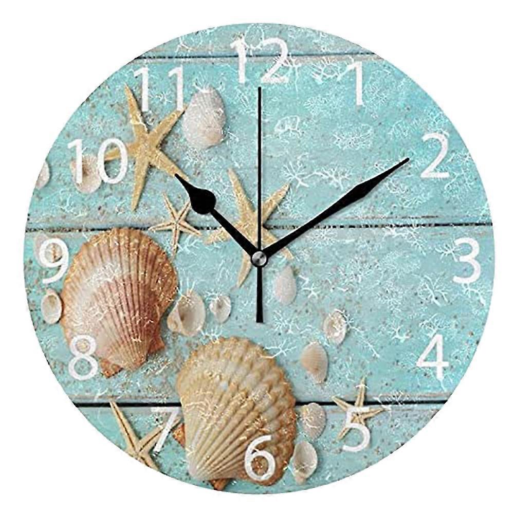 Wall clock creative digital clock living room silent wall clock with beach landscape