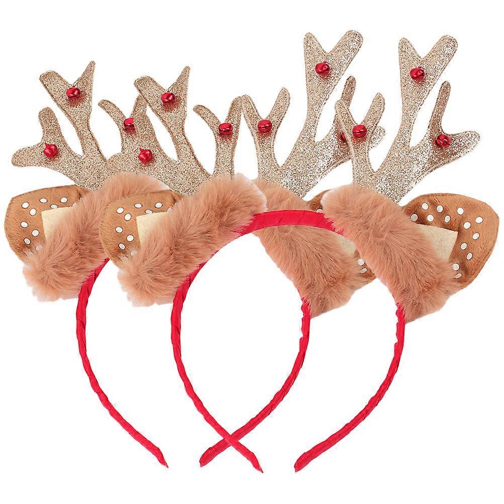 Golden Reindeer Antler Headband for Christmas Party Decoration Plastic Lightweight Durable