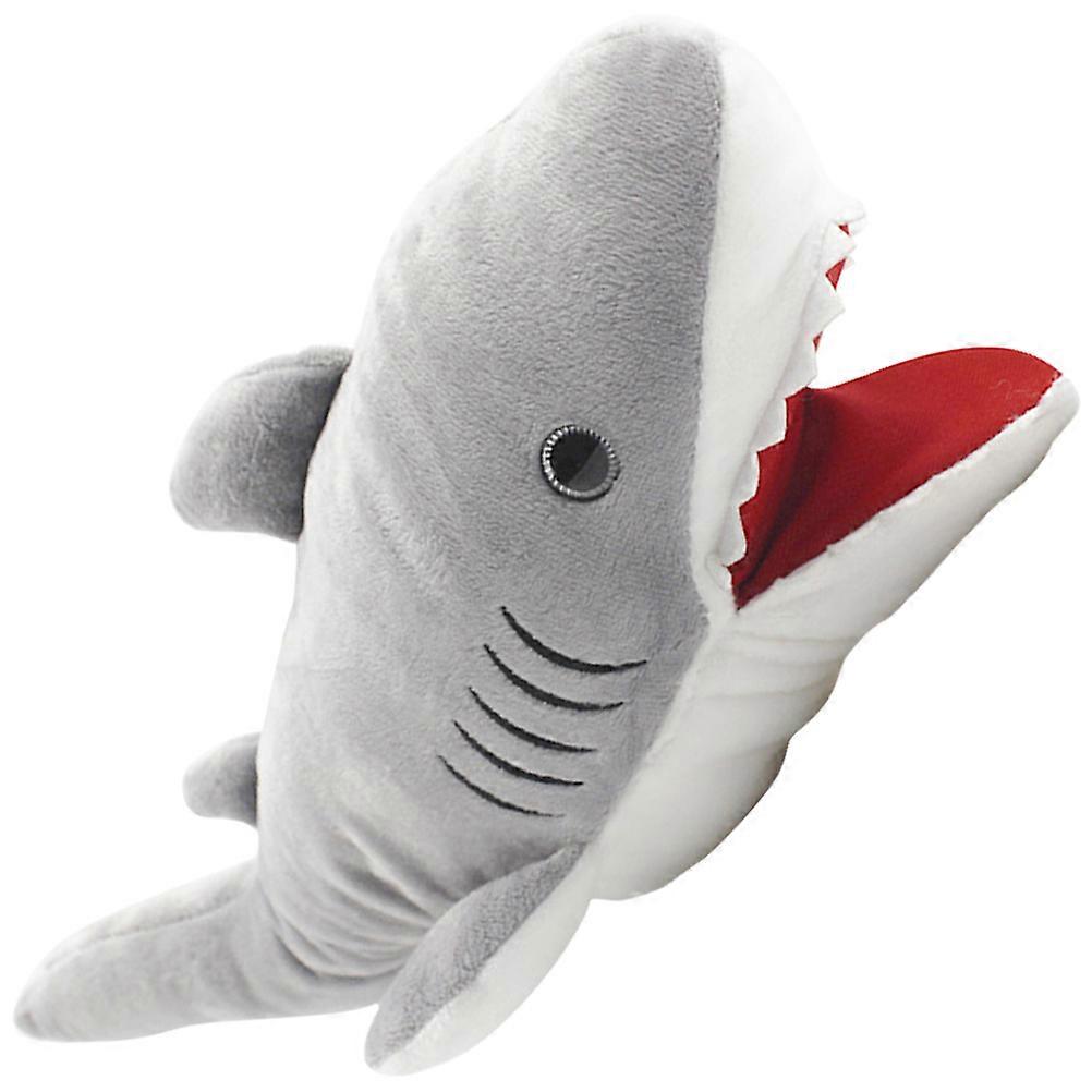 Ocean Animal Puppet Cartoon Shark Hand Puppet for Role Play Grey Plush Material 1Pack