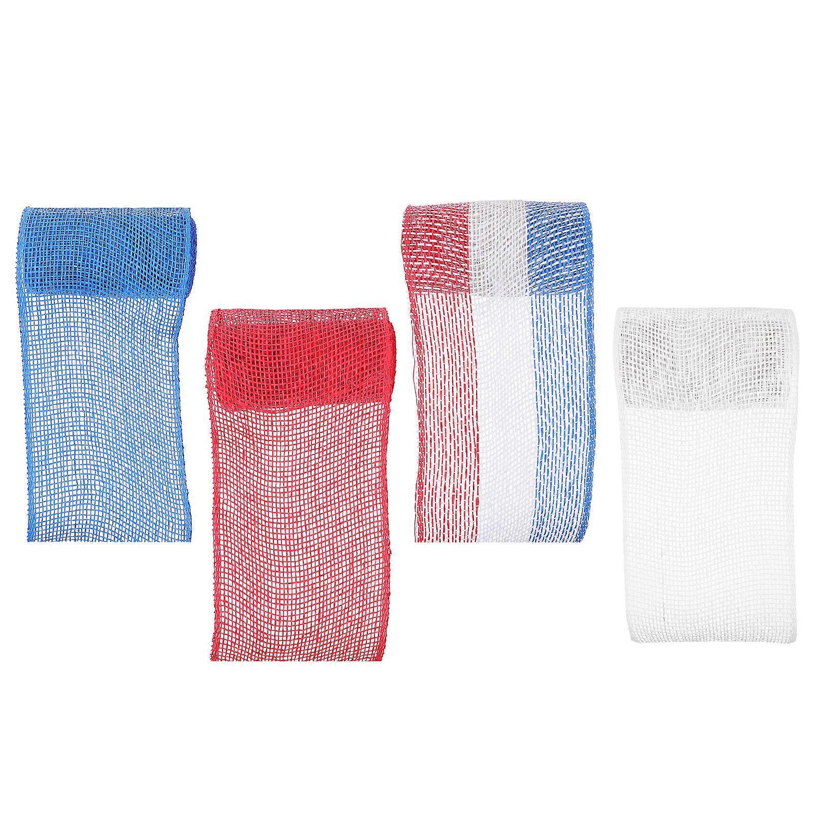 4 Rolls Holiday Mesh Ribbon for DIY Wrapping & Crafting Durable Decorative Ribbon for Bouquets, Parties & Home Decor