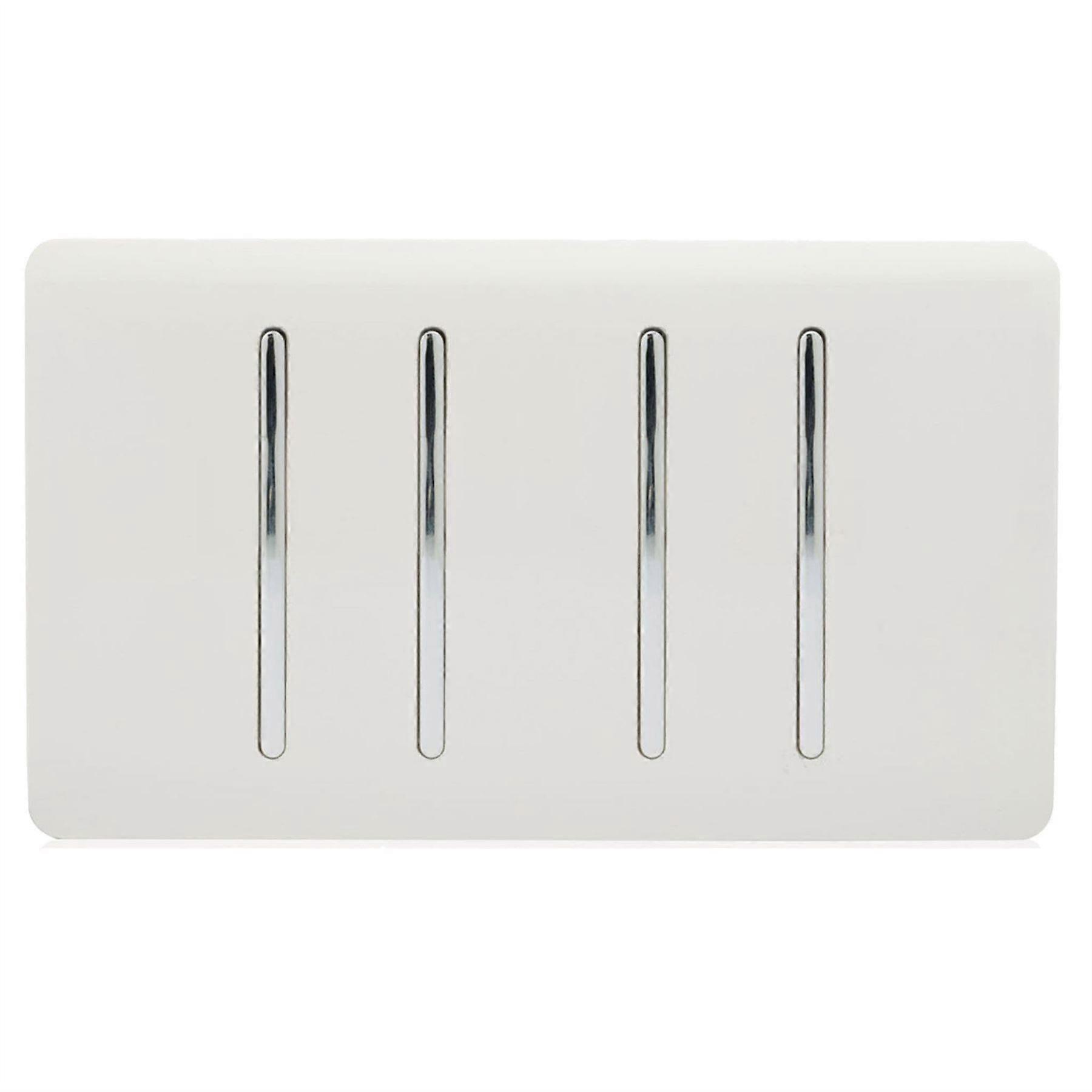Trendi 4 Gang (2 Way & 1x Intermediate) Glossy 10 Amp Rocker Light Switch Ice White