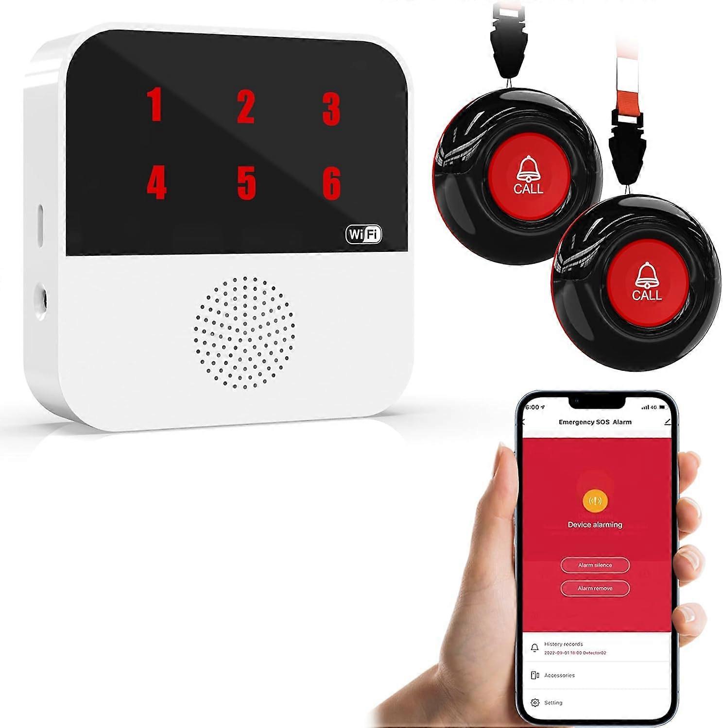 2025 Latest Model WiFi Smart Wireless Caregiver Pagers for Elderly Alert Button That Calls Cell Phone Caregiver Alert System with LED Numb