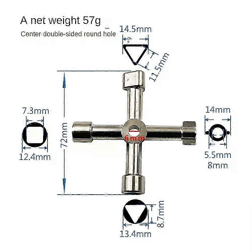4 In 1 Multifunction Electrician Plumber Utility Cross Switch Wrench Universal Square Triangle Key for Gas Train Bleed Radiator