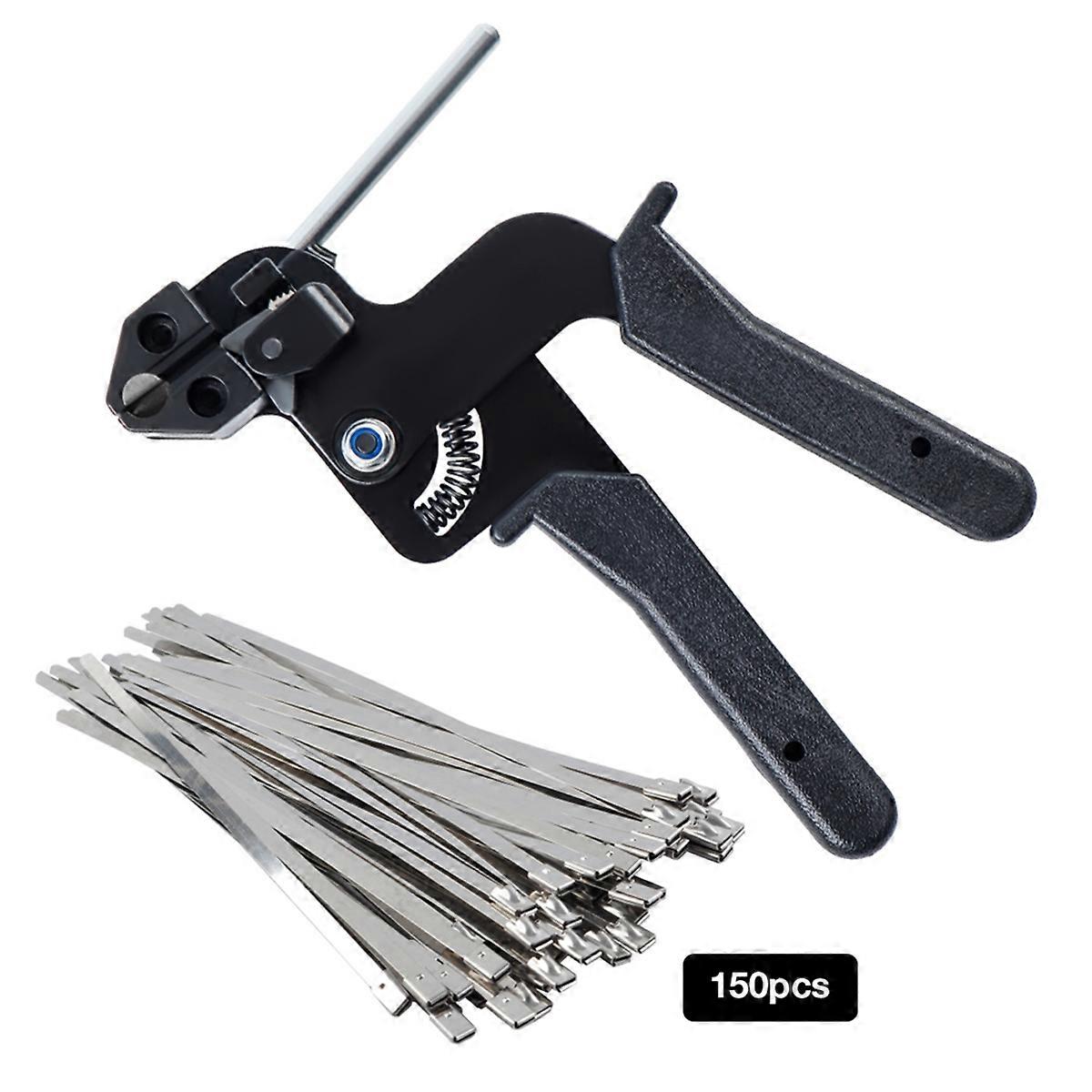 Self-Locking Cable Ties Plier with 150pcs Tie Fastening Strap Cutting Tool Automatic Cable Zip Tensioning Tool