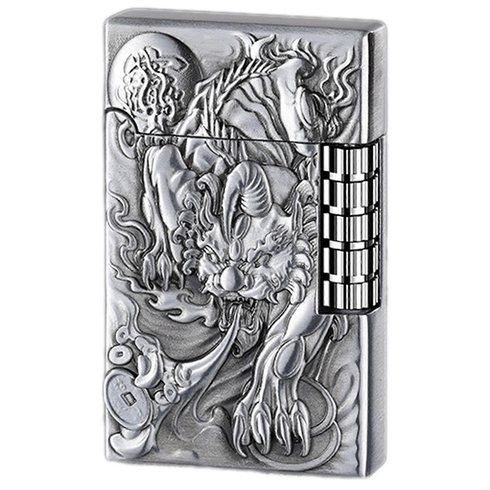 Sturdy Windproof Metal Lighter Present Refillable Butane for Long-Lasting Use Men Xmas Present