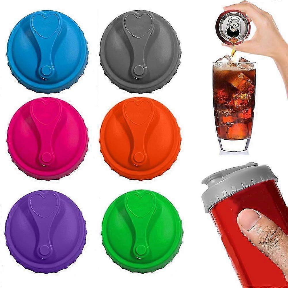 Keep-Fresh Lid, 6-Piece Silicone Can Lids for Coke Cans - Reusable, Durable & Airtight Seal