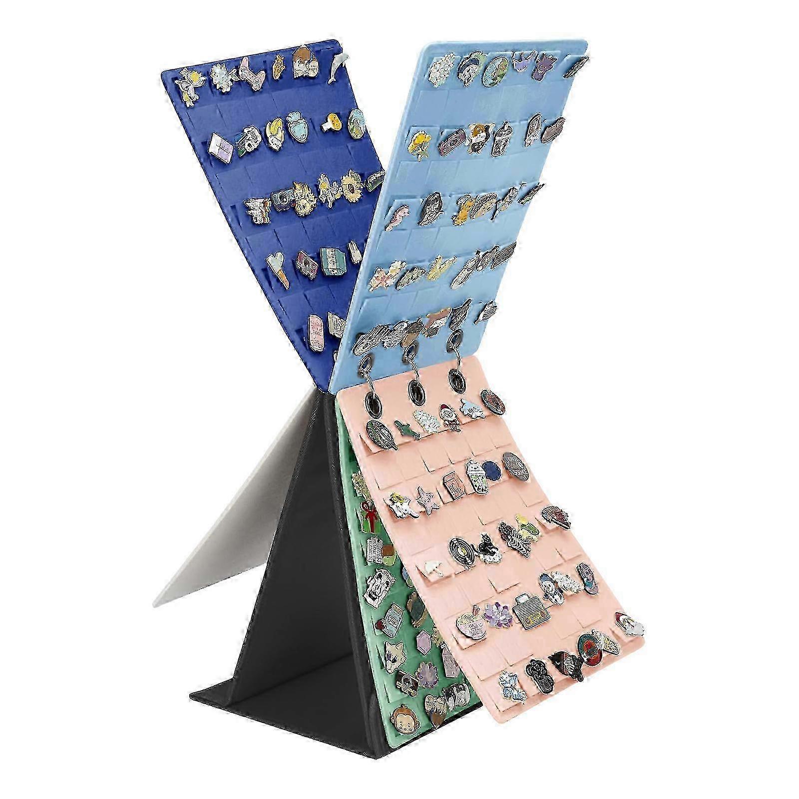 Portable Felt Lapel Pin Storage Rack Multitiered Rotating Display Accessory for Collectibles and Merchandise White