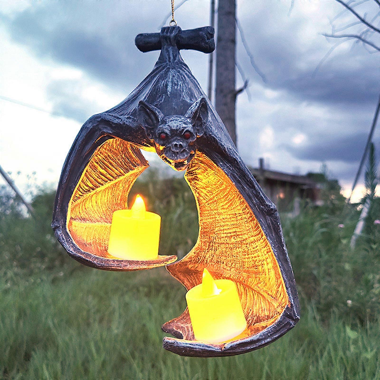 Creative Garden Resin Decorative Bat Wall Hanging Small Candlestick Halloween Atmosphere To Settle Pendant.