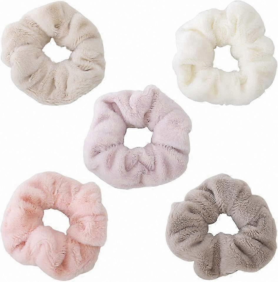 5-Pack Soft Thick Hair Ties for Drying, Colorful Elastic Scrunchies for Styling