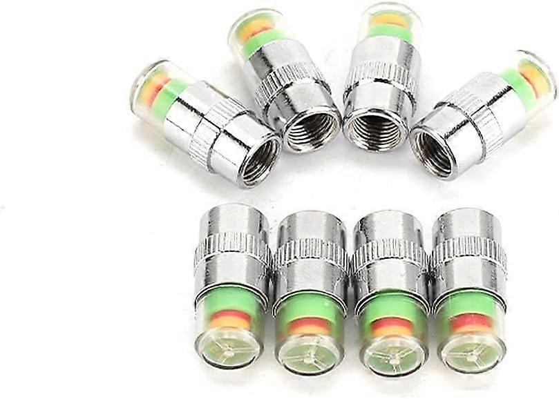 Tyre Pressure Indicator Valve Metal 8Pack 3Color Visual Alert Tyre Pressure Sensor Monitor For Car And Motorcycle