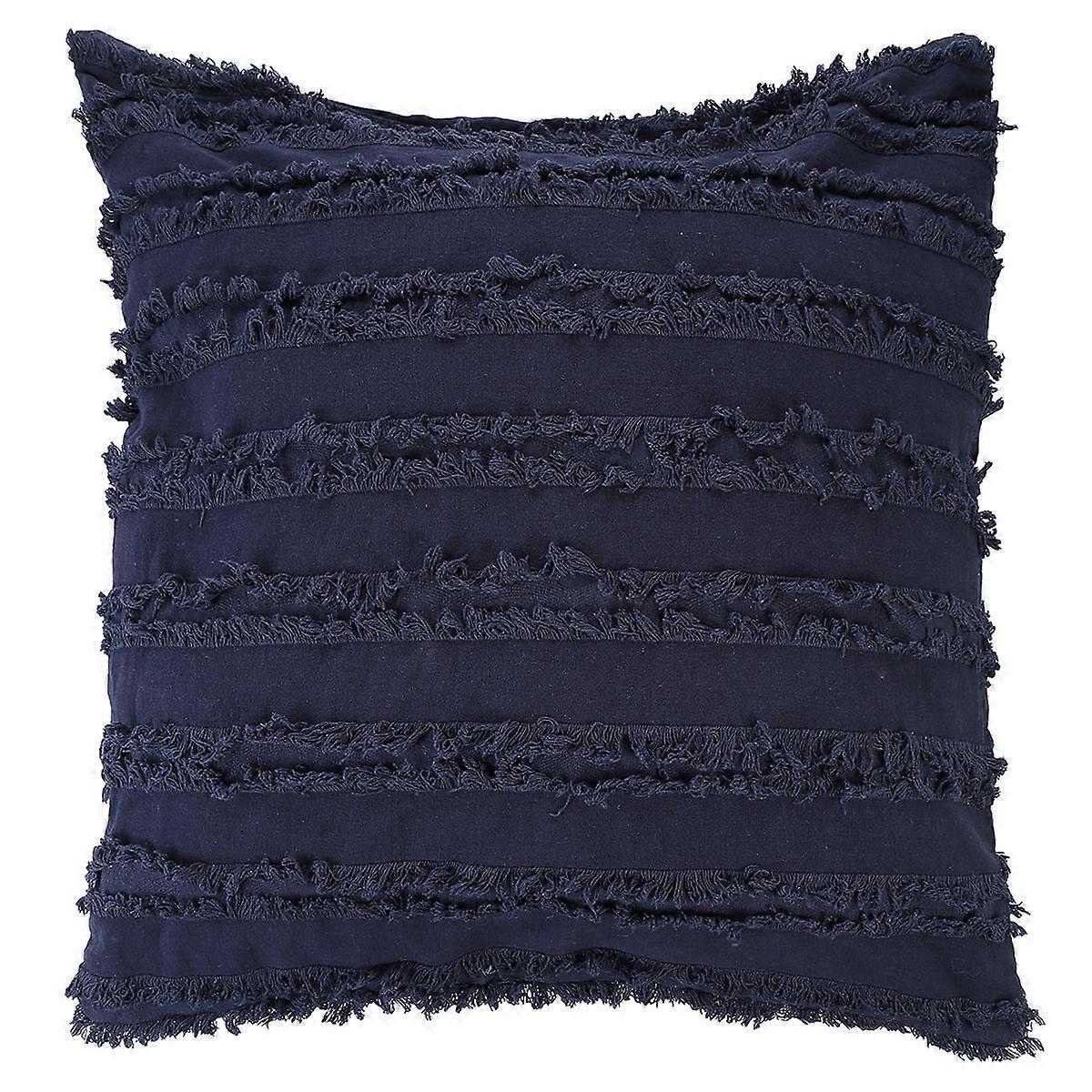 Navy Solid Color Throw Pillow Cover for Decoration Cotton Linen Material