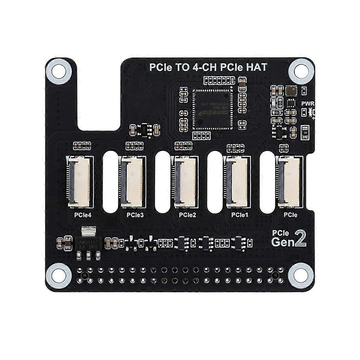 For 5 PCIe to 4-CH PCIe HAT Board PCIe FFC Expansion Board Supports Stacking PCIe HAT Modules