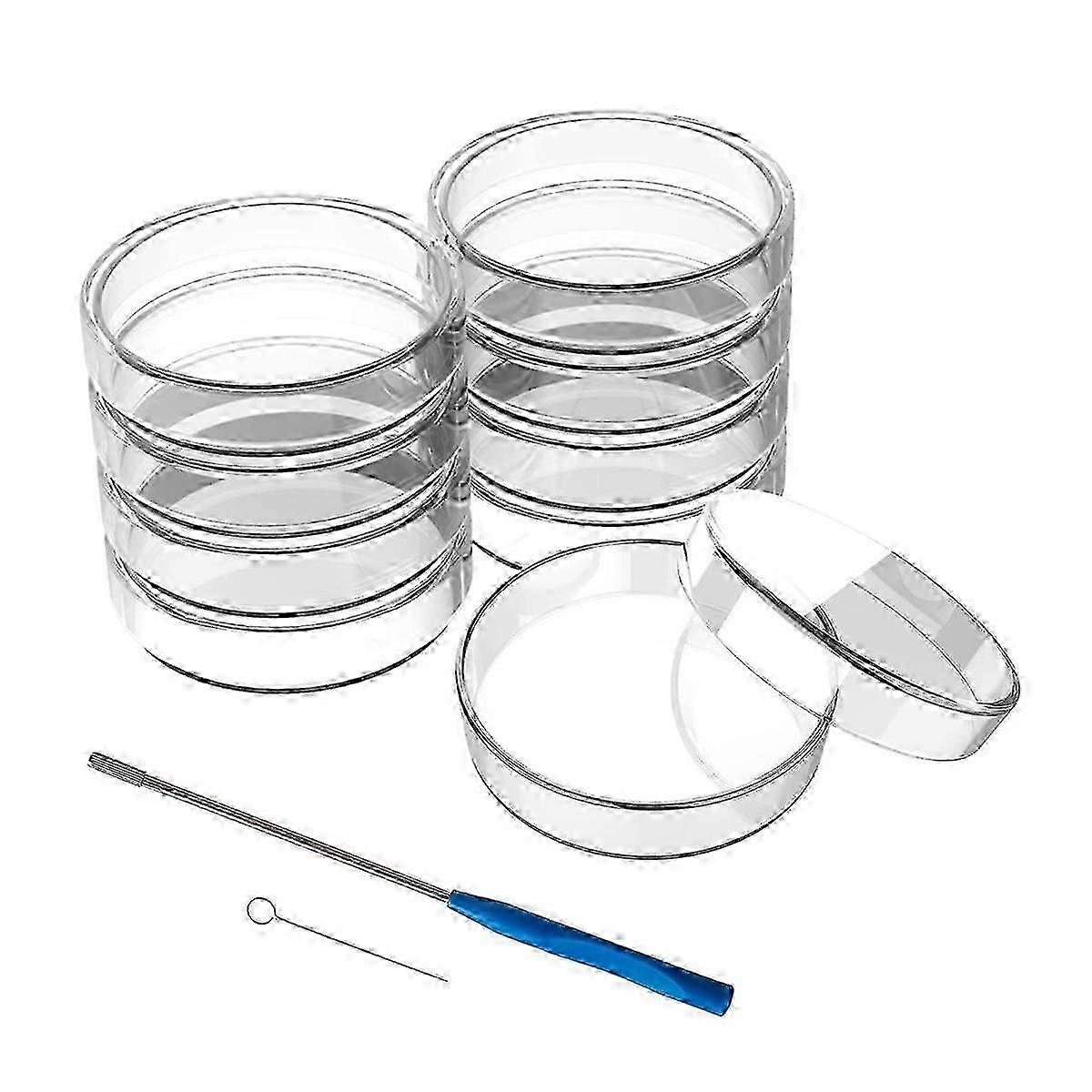 90 mm Glass Dishes, 10 Pcs Autoclavable Lab Plates with A Inoculation Loop, Autoclavable and Reusab
