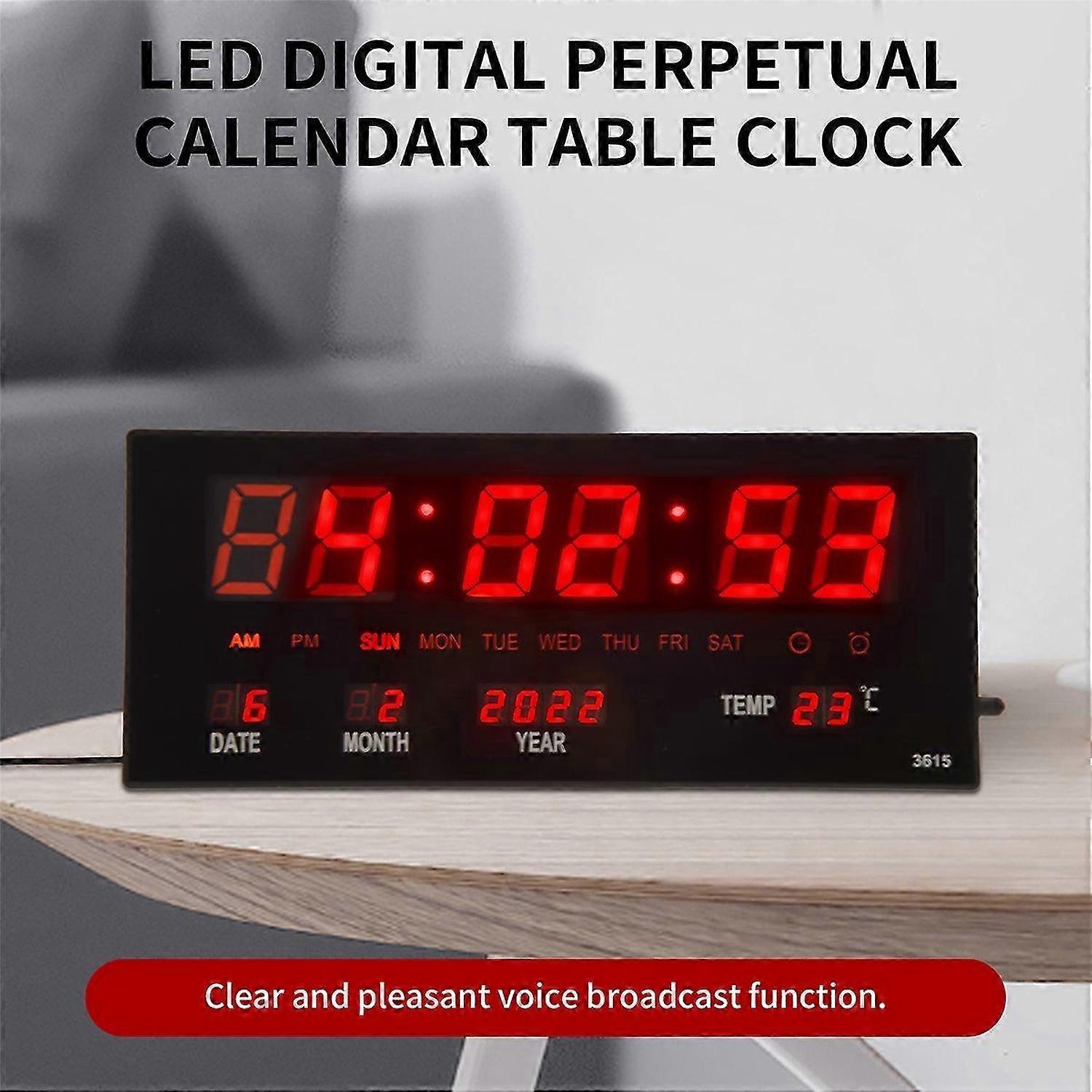 LED Calendar Electronic Clock Digital Wall Clock Alarm Hourly Chiming Temperature Table Clocks Home