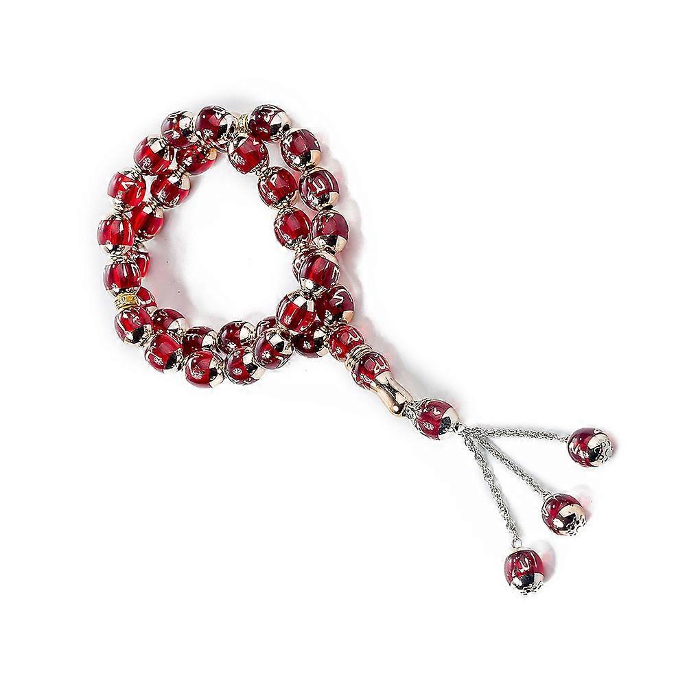 Round 33 Beads Bracelets Middle Muslim Hand Handmade Prayer Bangle Red
