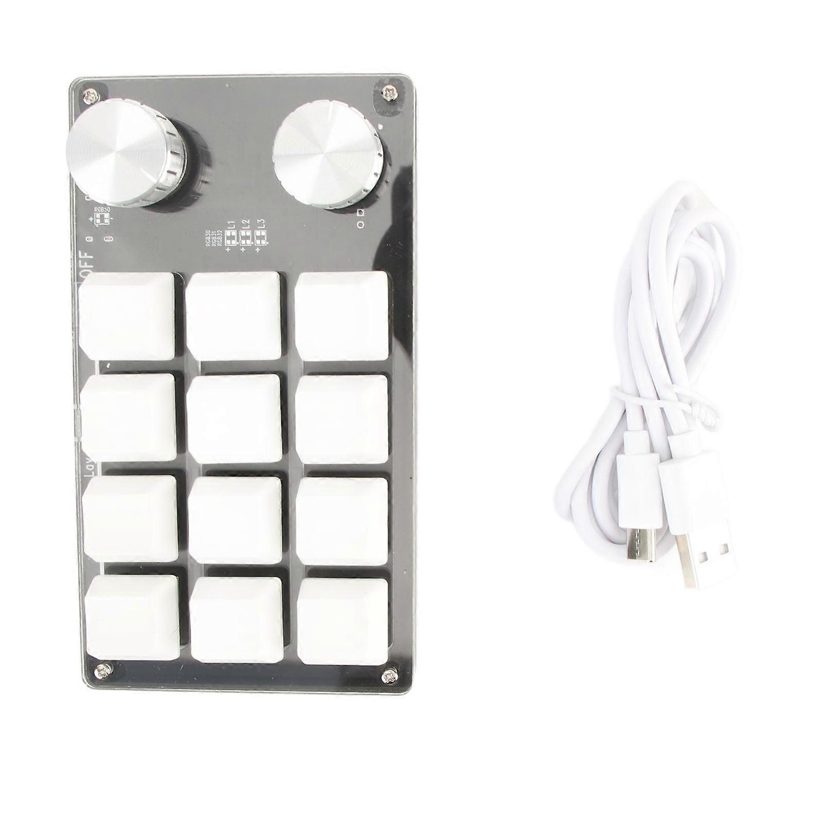 One Handed Macro Mechanical Keyboard 12 Key Multifunction DIY Programmable Keypad for Office Gaming Lab