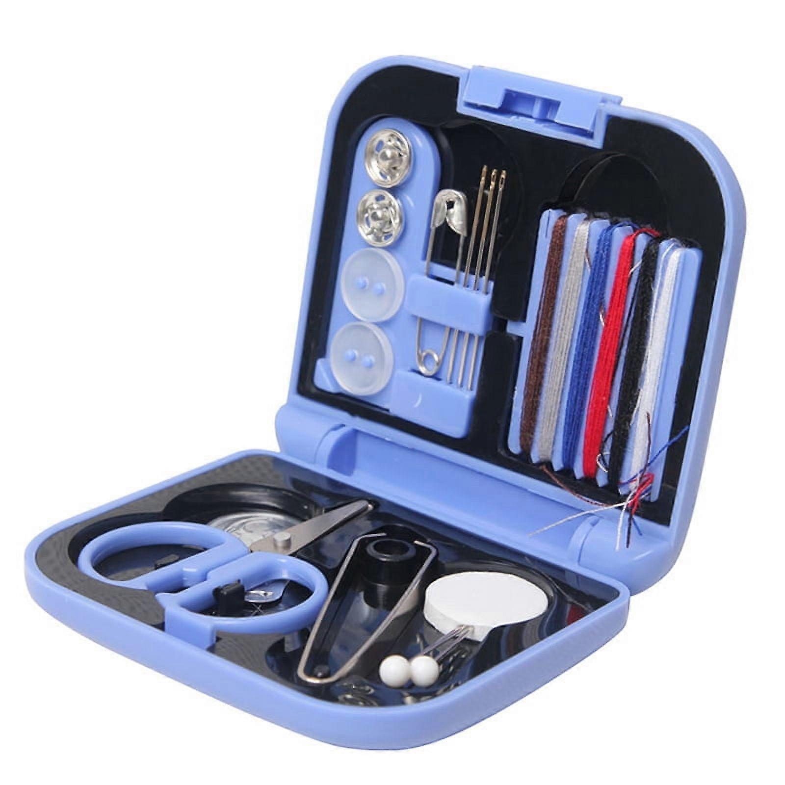 Travel Sewing Kit Thread Needles Mini Case Plastic Scissors Tape Pins Portable