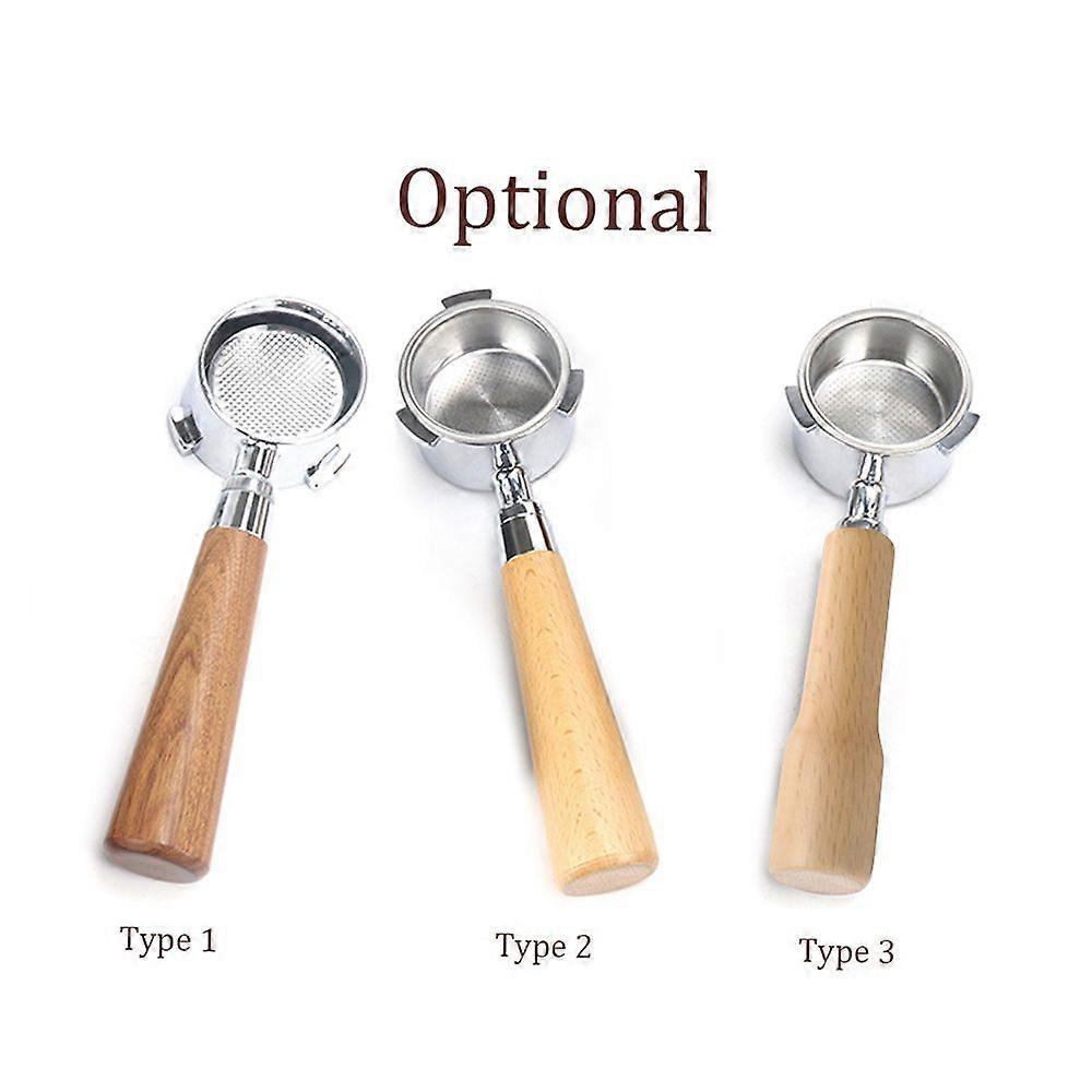 51mm Coffee Bottomless Portafilter with Filter Basket & Wooden Handle Replacement for Delonghi EC680 EC685 Coffee Machine Tool Reusable Alloy Filters